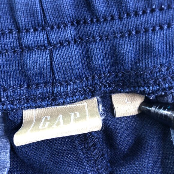 GAP Pants Mens Large Blue Cargo Linen Blend Drawstring Elastic Waist Pockets - Picture 4 of 11